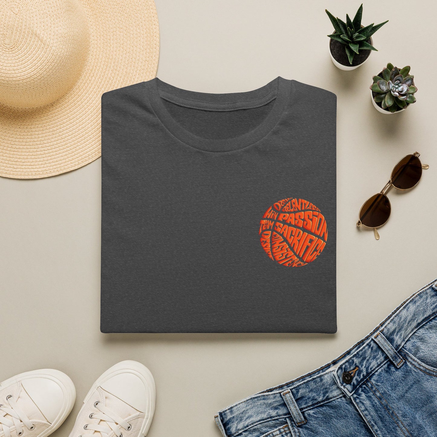 BasketBall Orange Word Art Tee — BasketBall Passion Graphic T-Shirt