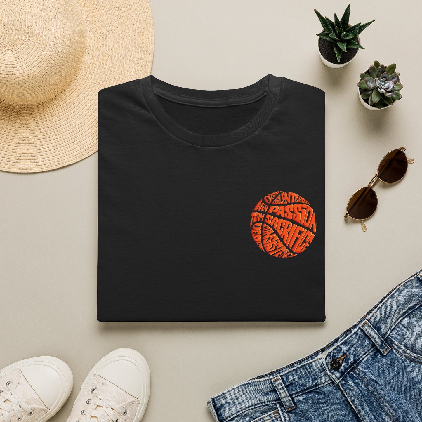 BasketBall Orange Word Art Tee — BasketBall Passion Graphic T-Shirt